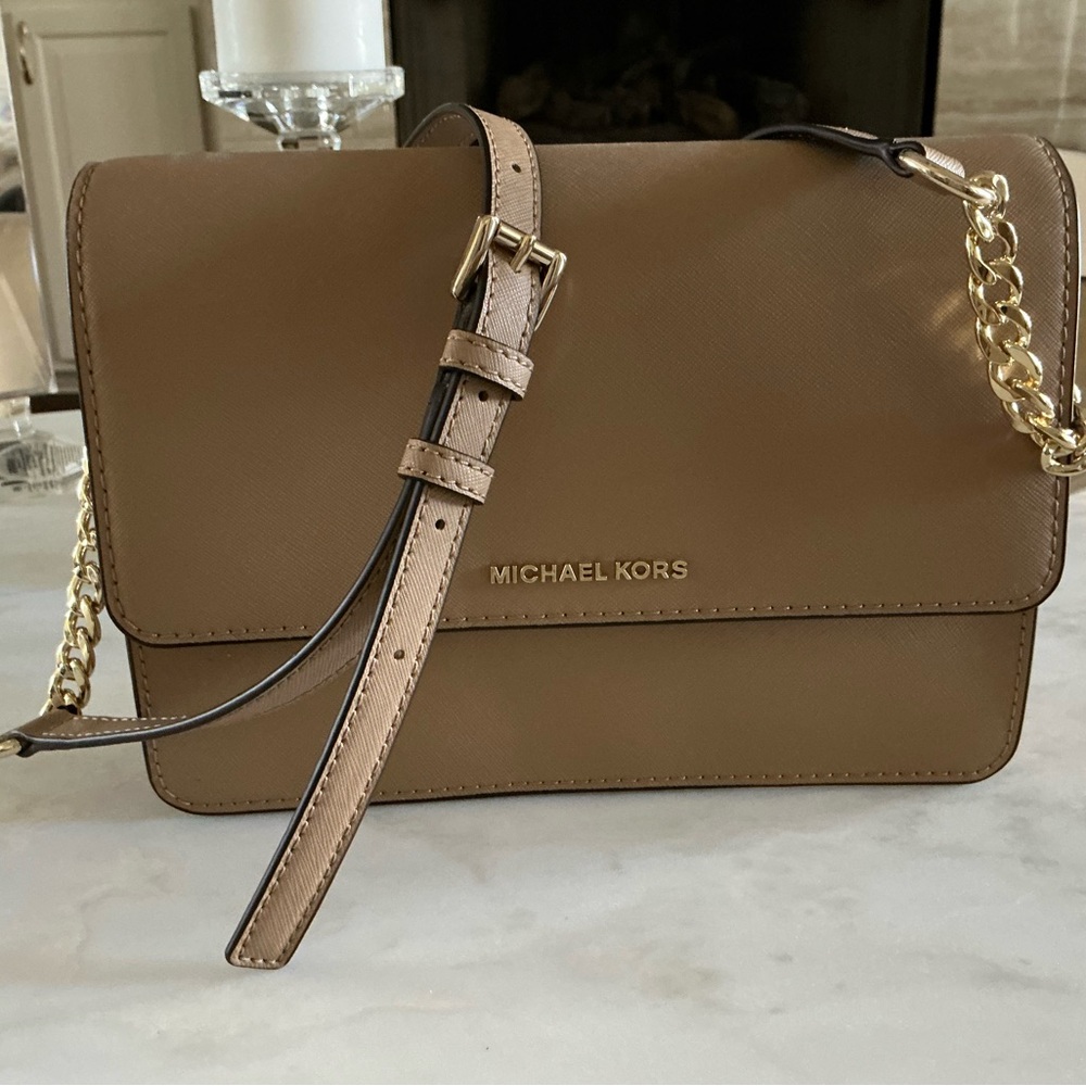 Michael Kors Tan/Camel Crossbody Bag with Gold Chain